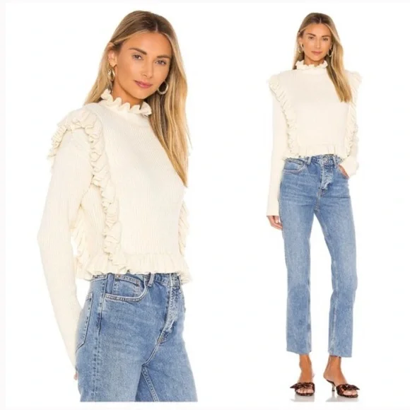 Cream Ruffle Sweater - Picture 2 of 7